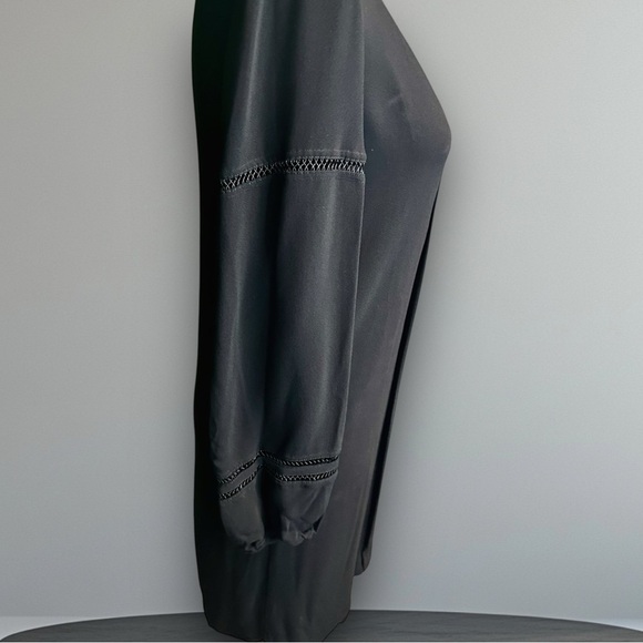 Massimo Dutti Black Viscose Pleat Front Lace Cutout Blouson Sleeve Shift Dress 4 - Picture 13 of 13